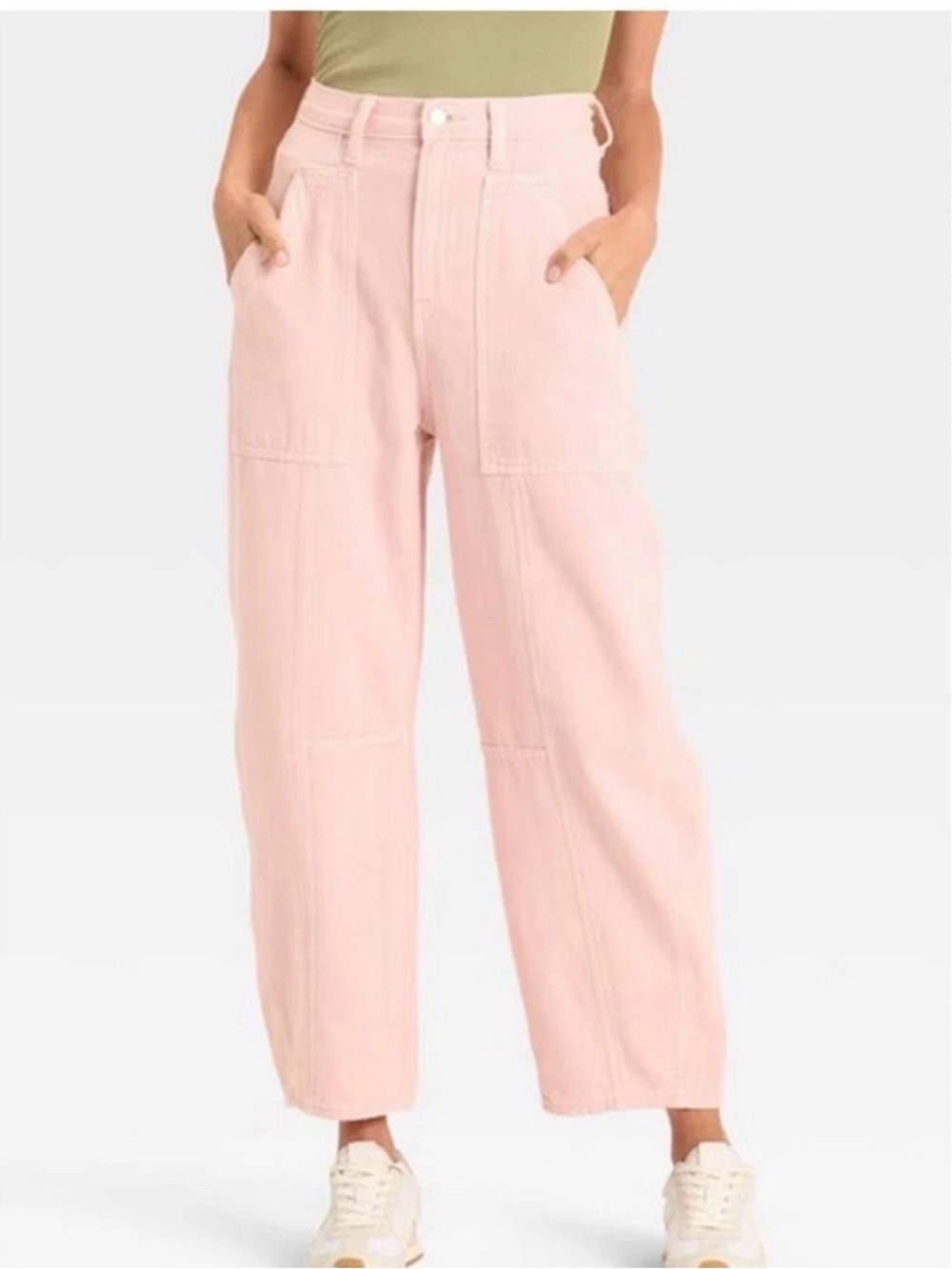 NWT Women's High-Rise Utility Easy Barrel Jeans Sz 16 Universal Thread Pink